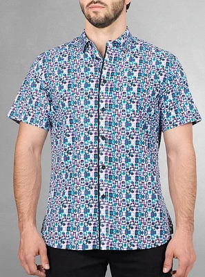 Chemise décontractée en stretch à manches courtes pour hommes