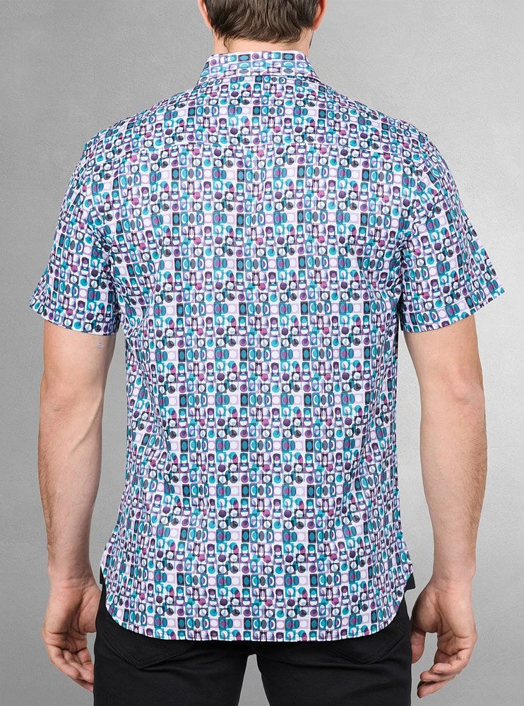 Chemise décontractée en stretch à manches courtes pour hommes