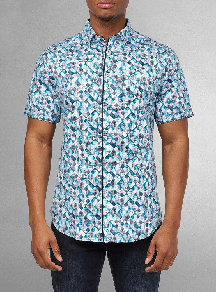 Chemise décontractée en stretch à manches courtes pour hommes