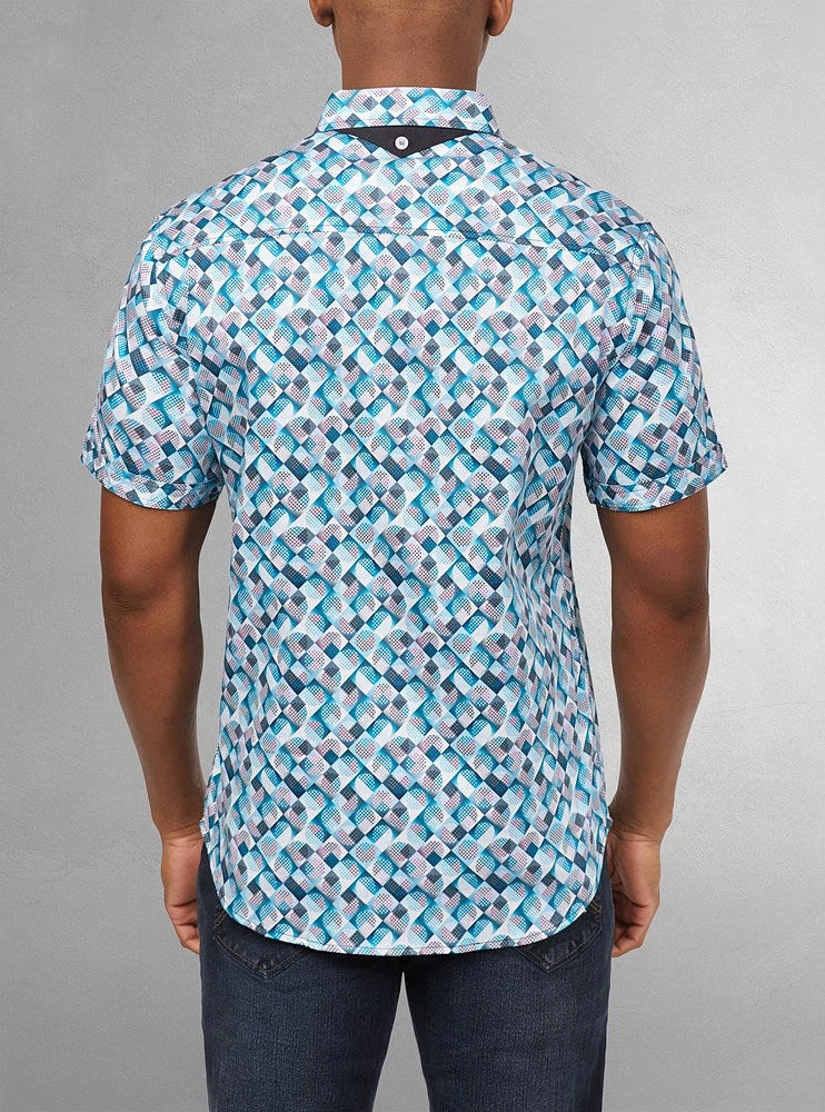Chemise décontractée en stretch à manches courtes pour hommes