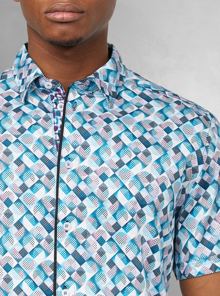Chemise décontractée en stretch à manches courtes pour hommes