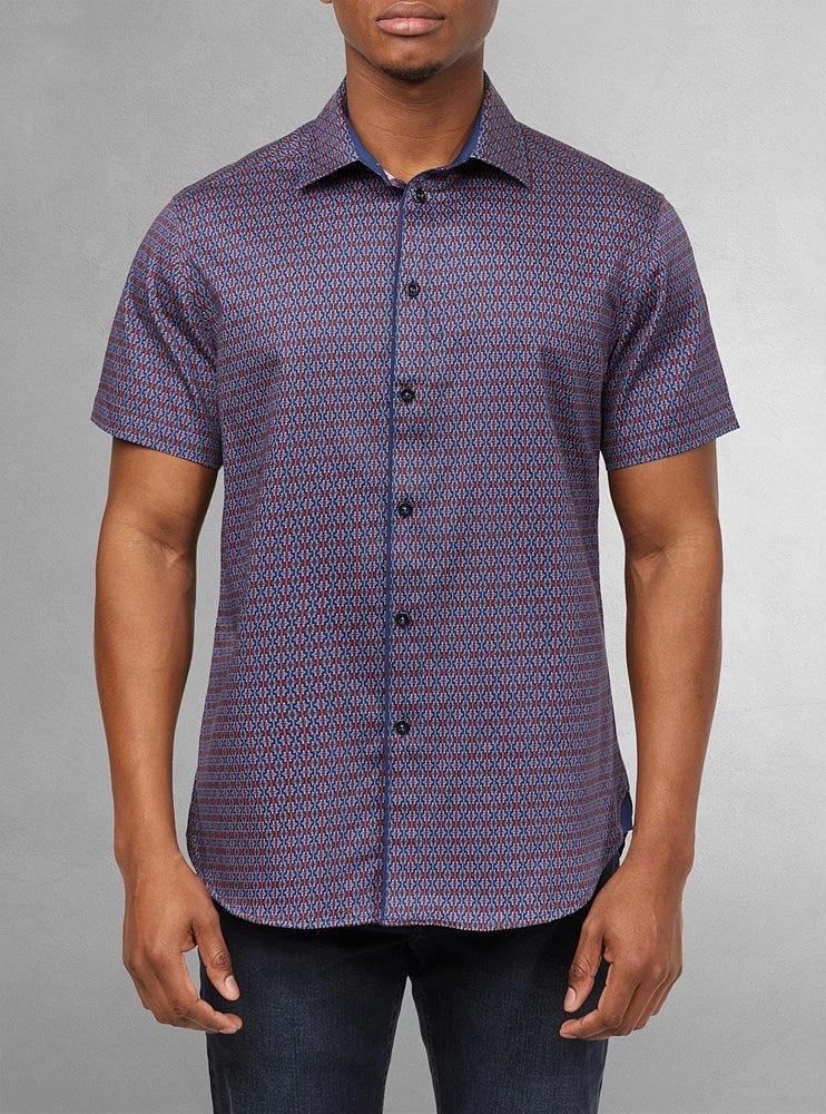 Chemise décontractée en stretch à manches courtes pour hommes