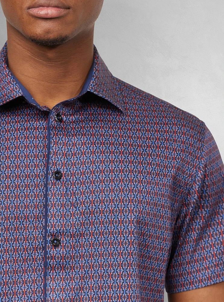 Chemise décontractée en stretch à manches courtes pour hommes