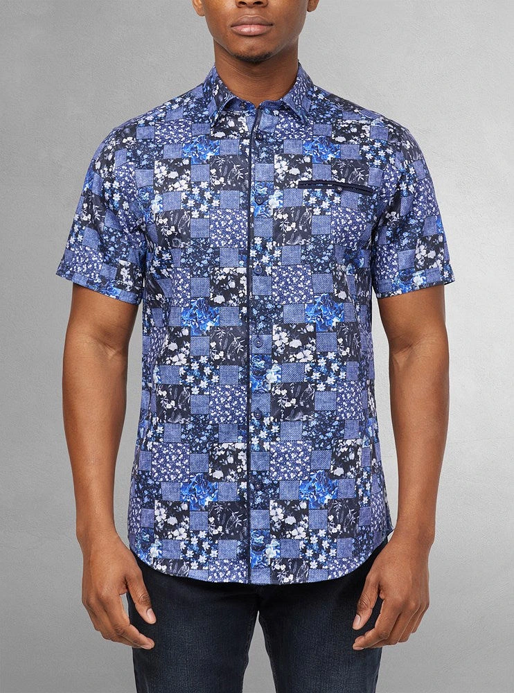 Chemise décontractée en stretch à manches courtes pour hommes