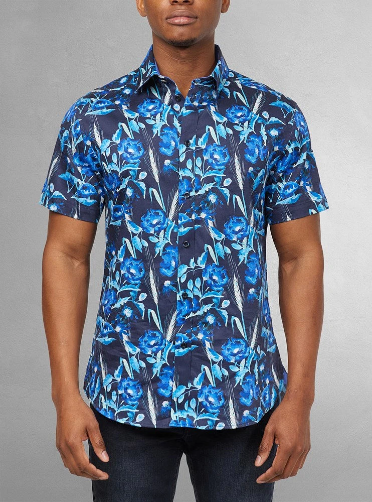 Chemise décontractée en stretch à manches courtes pour hommes