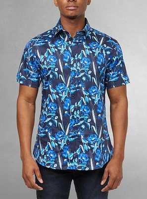 Chemise décontractée en stretch à manches courtes pour hommes