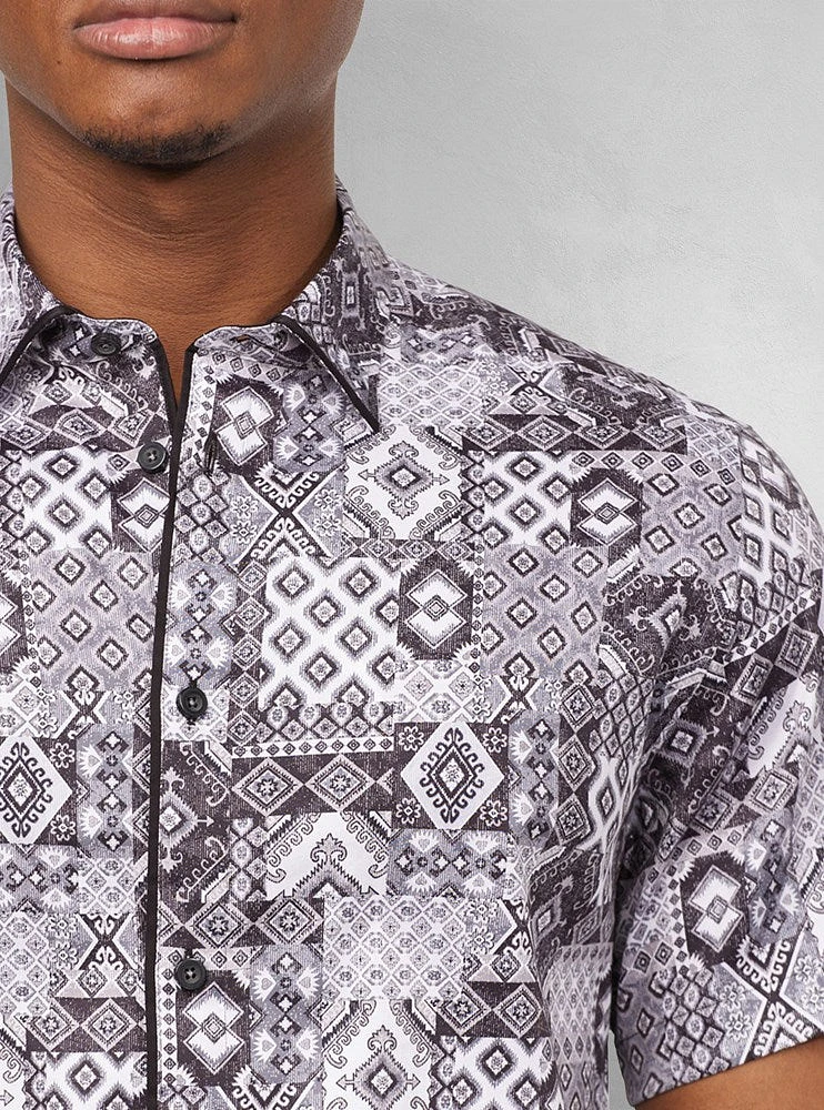 Men's casual short sleeve stretch shirt