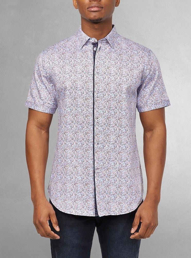 Chemise décontractée en stretch à manches courtes pour hommes