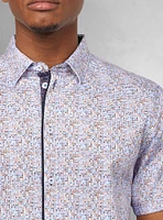 Chemise décontractée en stretch à manches courtes pour hommes