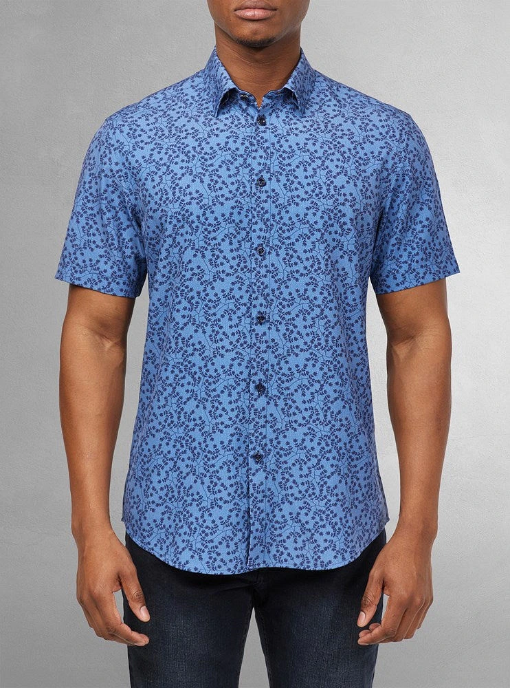 Chemise décontractée en stretch à manches courtes pour hommes