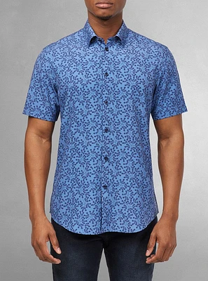 Chemise décontractée en stretch à manches courtes pour hommes