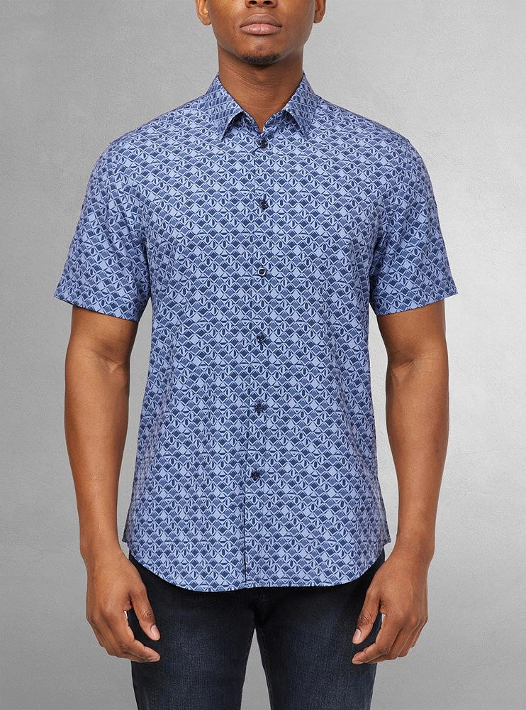 Chemise décontractée en stretch à manches courtes pour hommes
