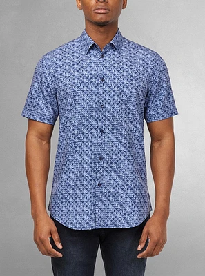 Chemise décontractée en stretch à manches courtes pour hommes
