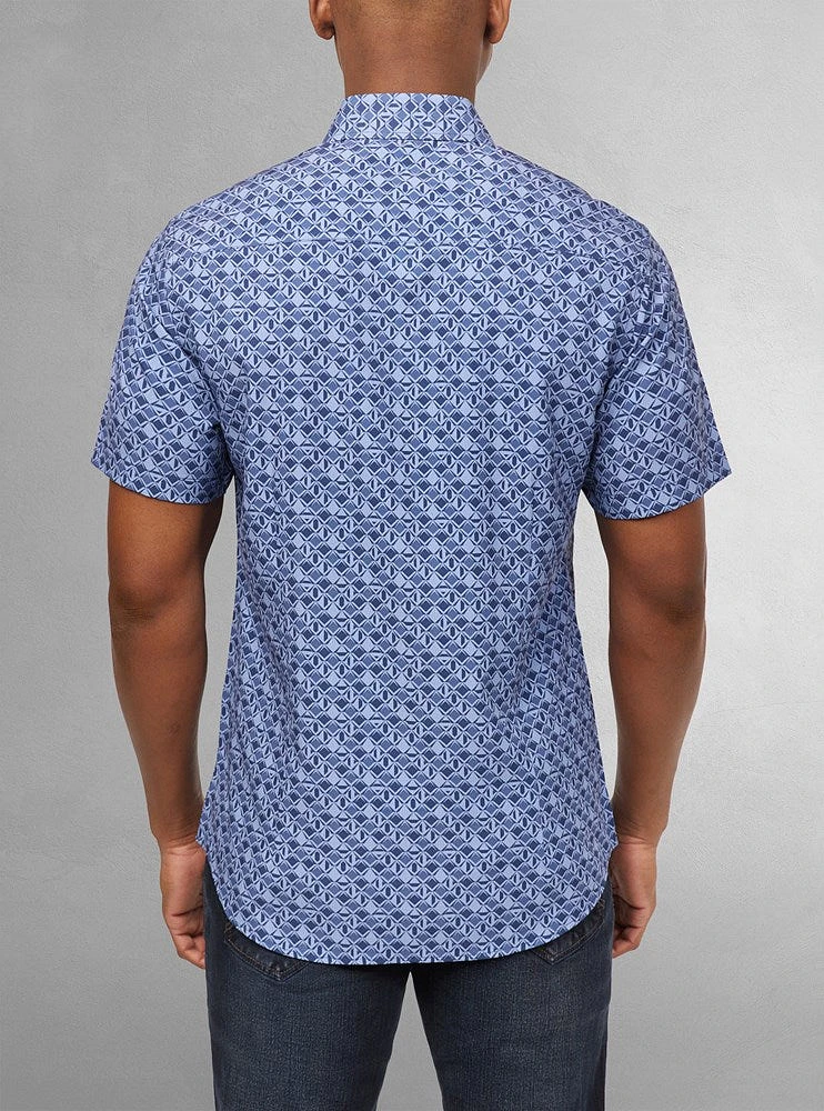 Chemise décontractée en stretch à manches courtes pour hommes