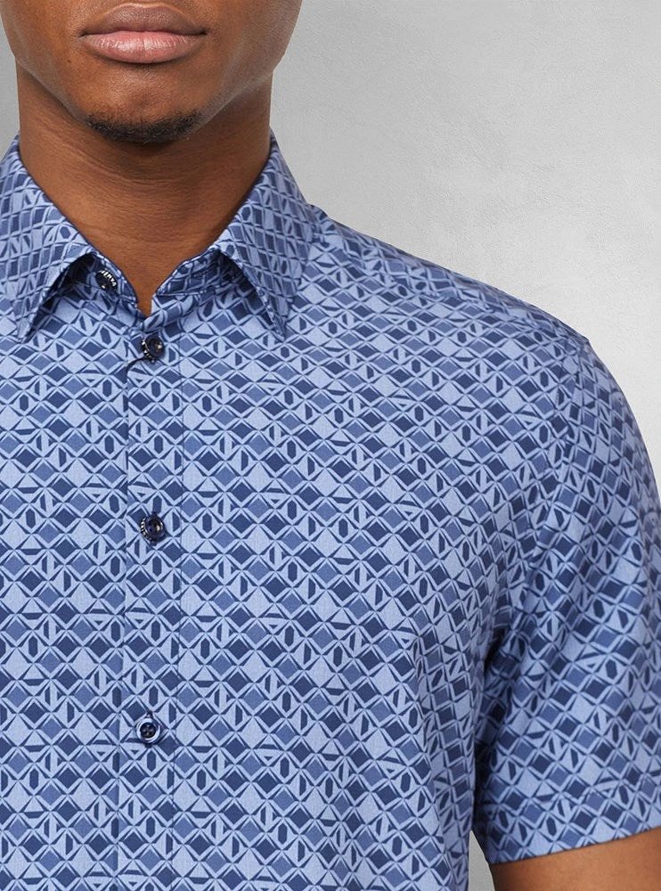 Chemise décontractée en stretch à manches courtes pour hommes