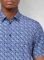 Chemise décontractée en stretch à manches courtes pour hommes