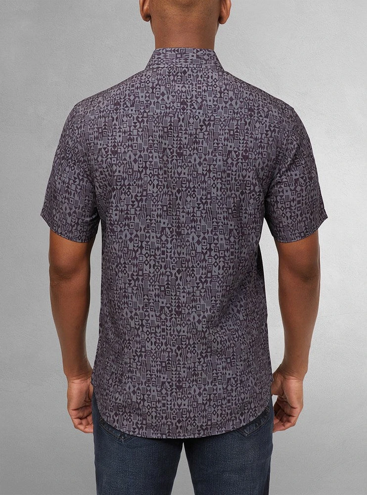 Chemise décontractée en stretch à manches courtes pour hommes