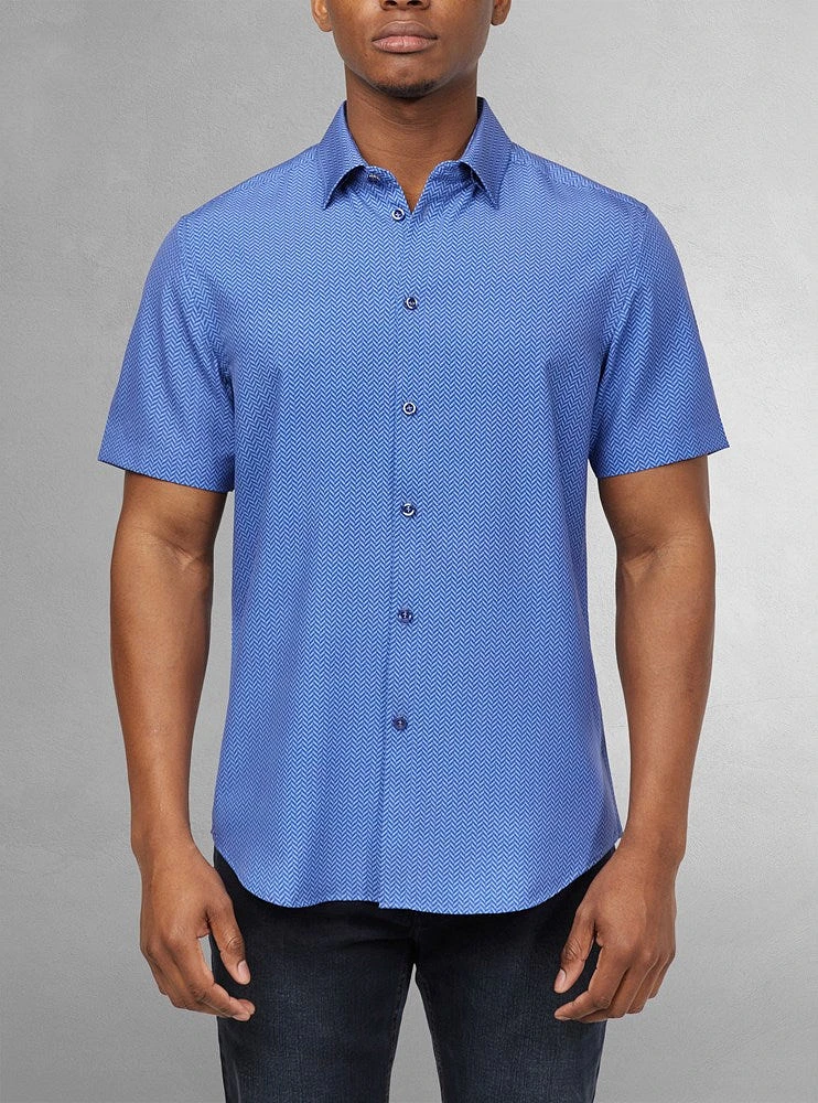 Chemise décontractée en stretch à manches courtes pour hommes