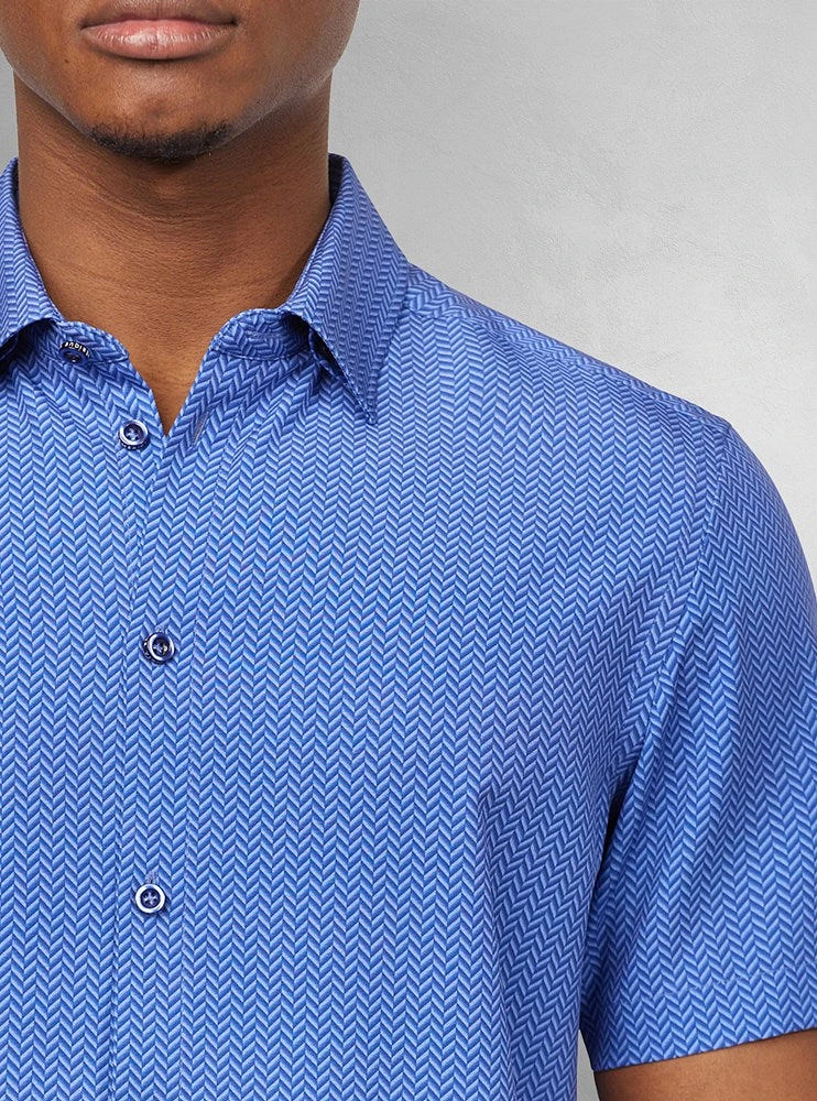 Chemise décontractée en stretch à manches courtes pour hommes