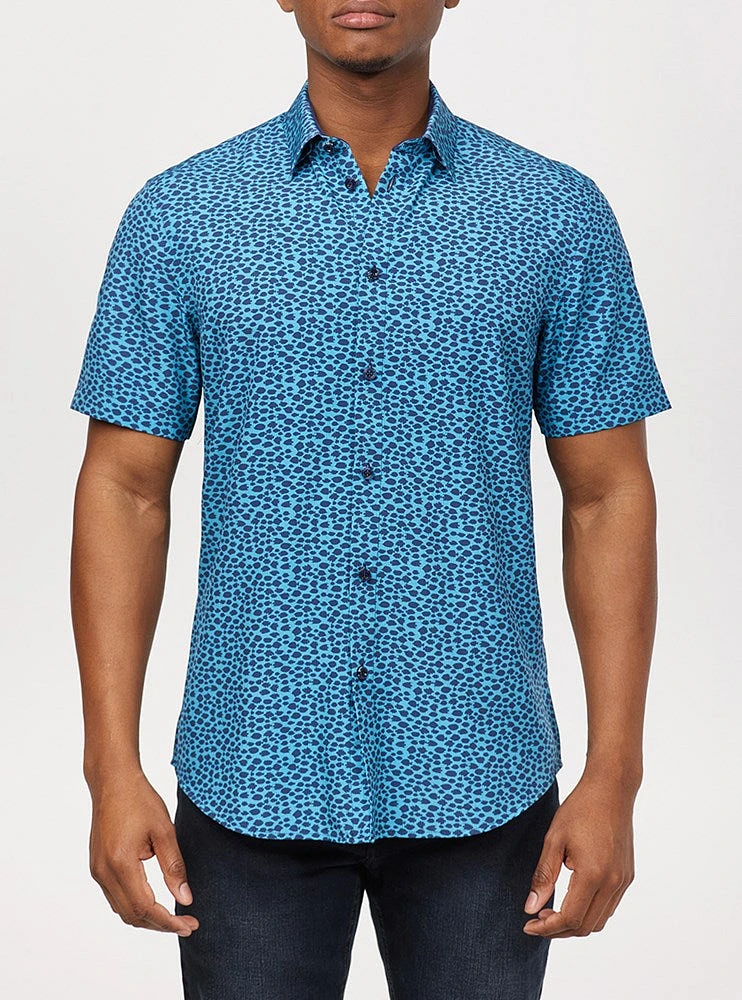 Chemise décontractée en stretch à manches courtes pour hommes