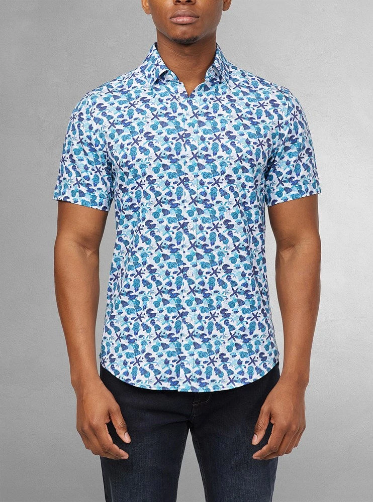 Chemise décontractée en stretch à manches courtes pour hommes