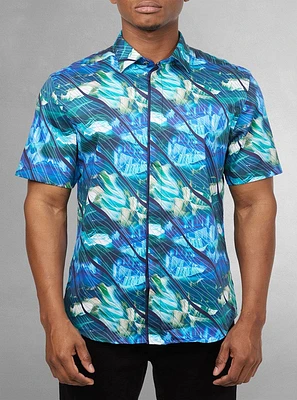 Chemise décontractée en stretch à manches courtes pour hommes