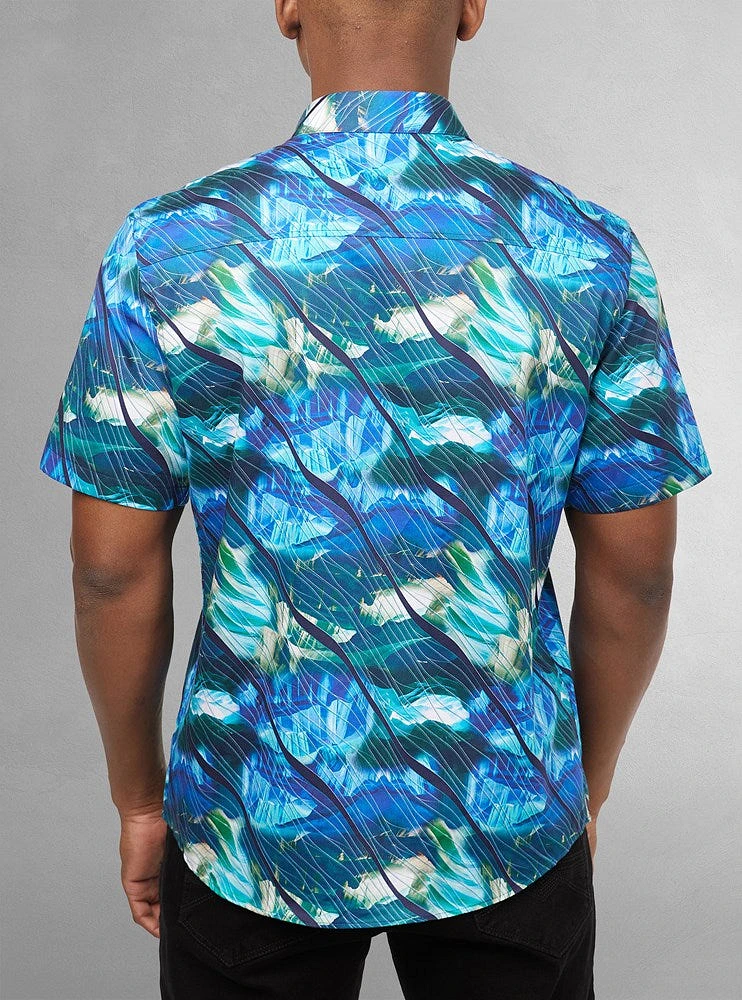 Chemise décontractée en stretch à manches courtes pour hommes