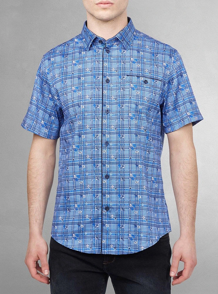 Chemise décontractée en stretch à manches courtes pour hommes