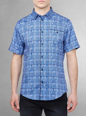 Chemise décontractée en stretch à manches courtes pour hommes