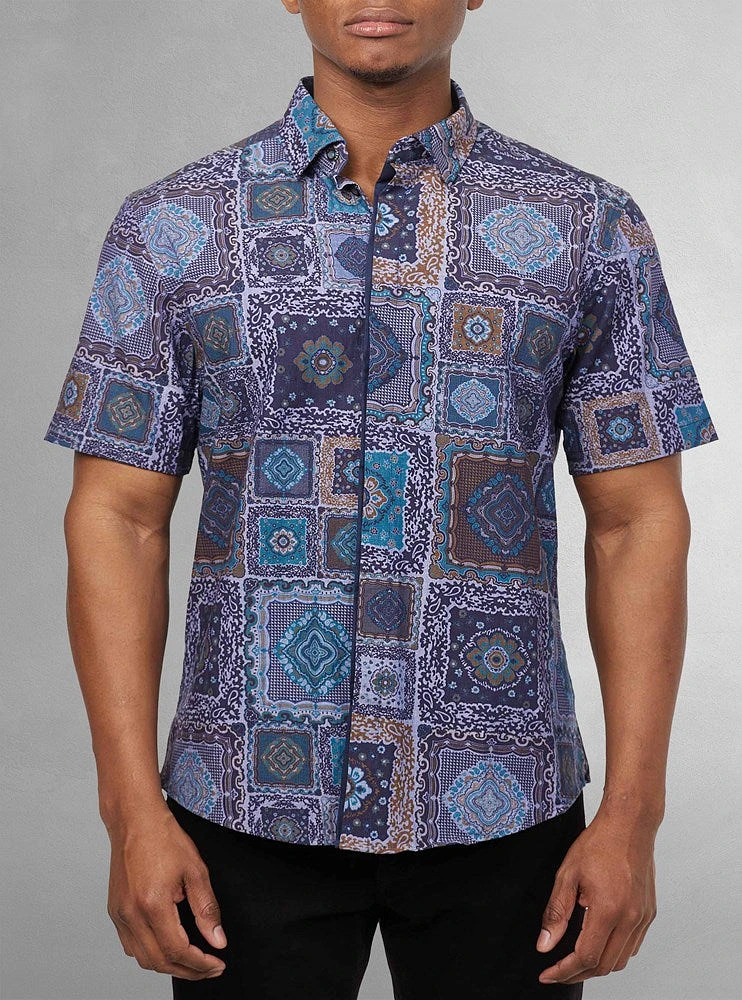 Men's casual short sleeve stretch shirt