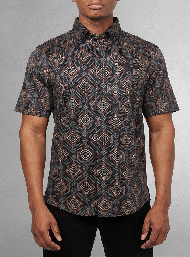 Chemise décontractée en stretch à manches courtes pour hommes