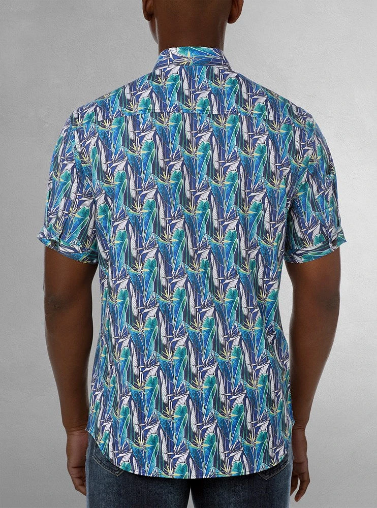 Chemise décontractée en stretch à manches courtes pour hommes
