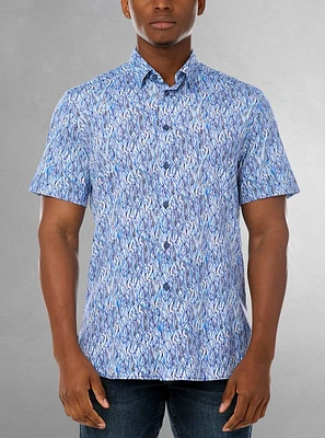 Chemise décontractée en stretch à manches courtes pour hommes
