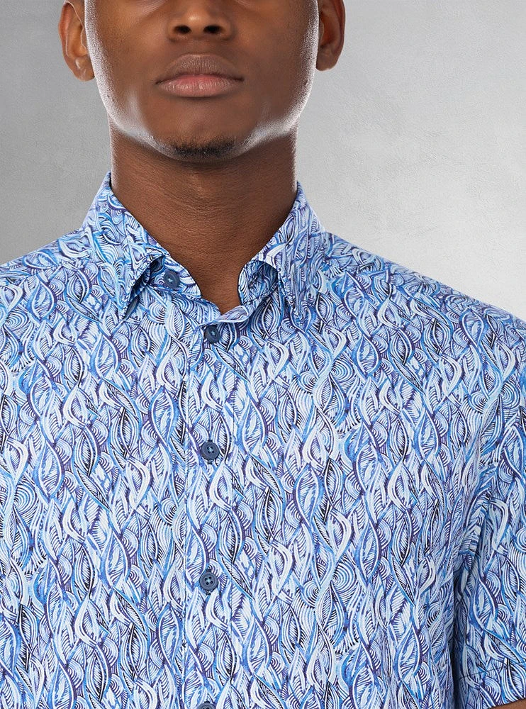 Chemise décontractée en stretch à manches courtes pour hommes