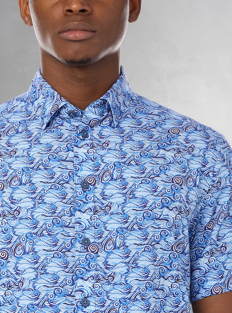 Men's casual short sleeve stretch shirt