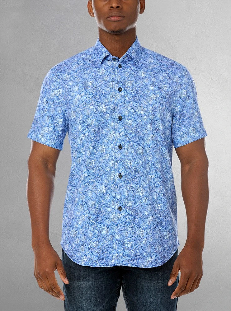 Chemise décontractée en stretch à manches courtes pour hommes
