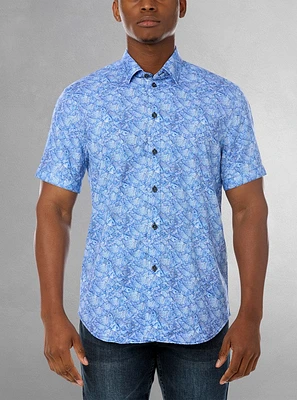 Chemise décontractée en stretch à manches courtes pour hommes