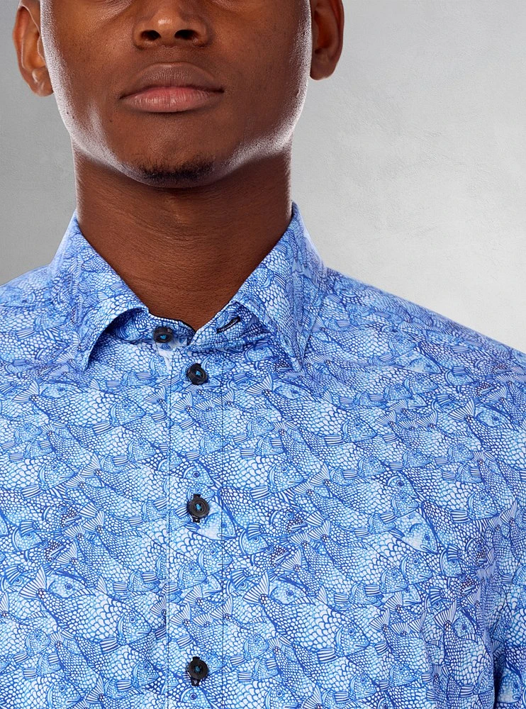 Chemise décontractée en stretch à manches courtes pour hommes