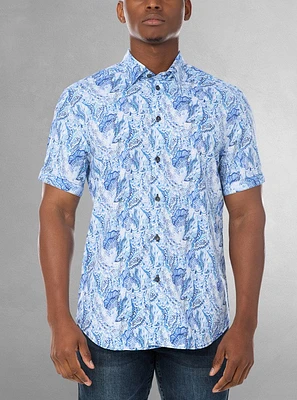 Chemise décontractée en stretch à manches courtes pour hommes