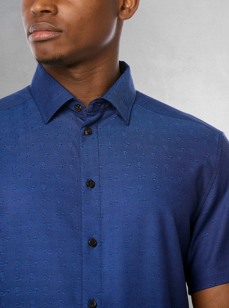 Chemise décontractée en stretch à manches courtes pour hommes