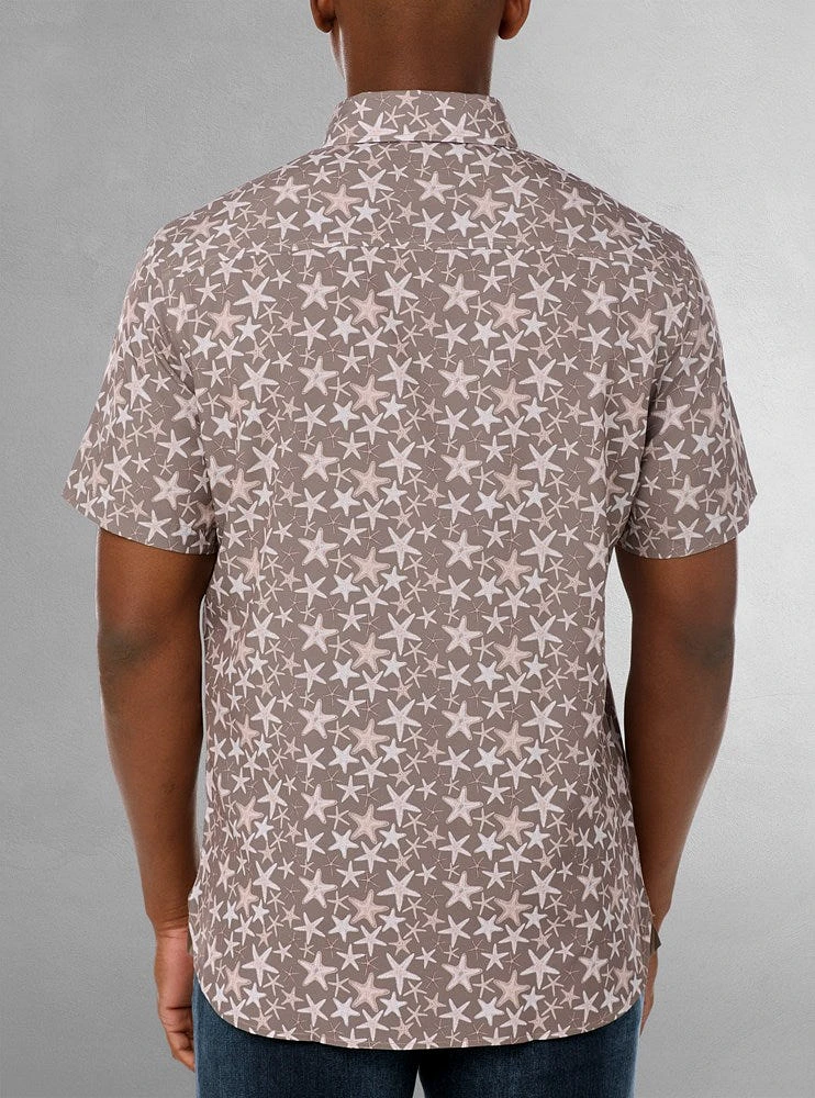 Chemise décontractée en stretch à manches courtes pour hommes