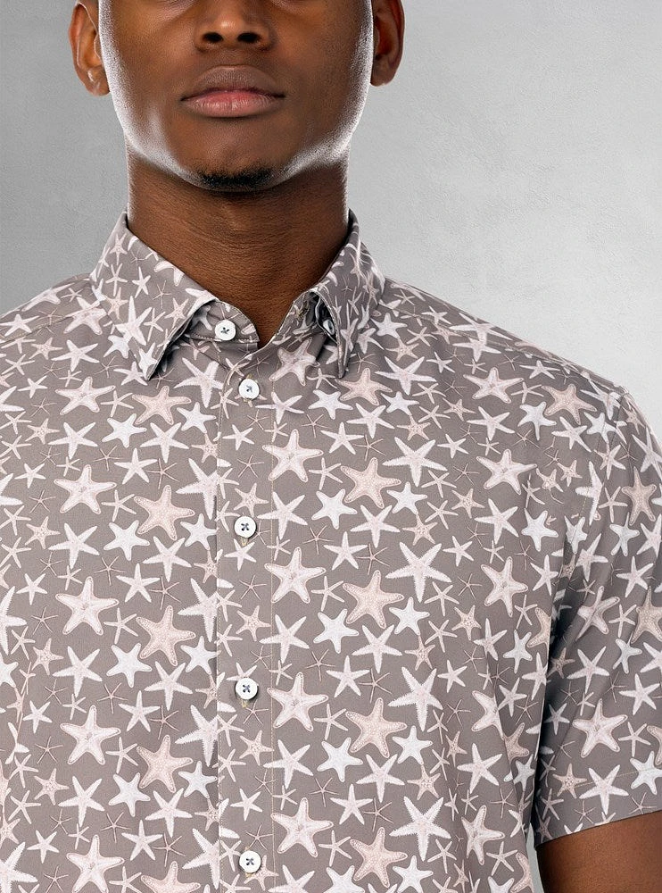 Chemise décontractée en stretch à manches courtes pour hommes