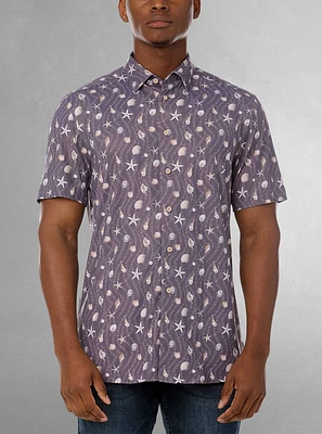 Chemise décontractée en stretch à manches courtes pour hommes
