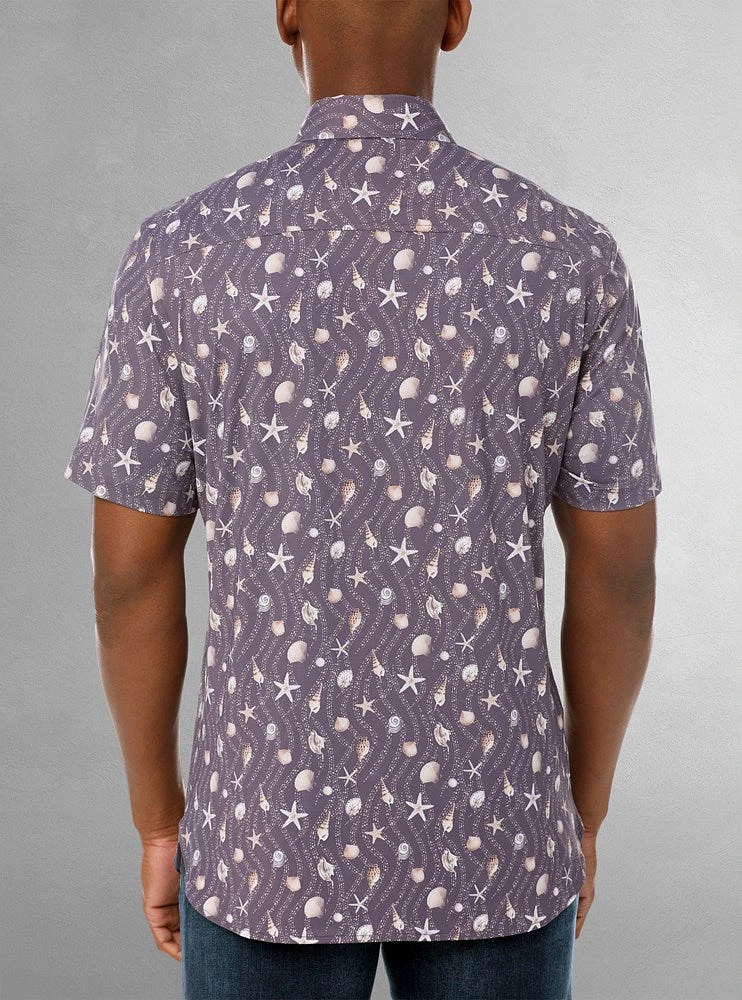 Chemise décontractée en stretch à manches courtes pour hommes