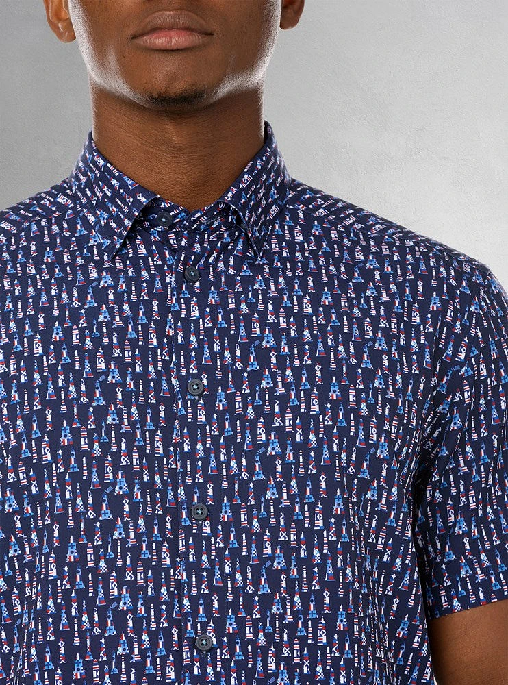 Men's casual short sleeve stretch shirt