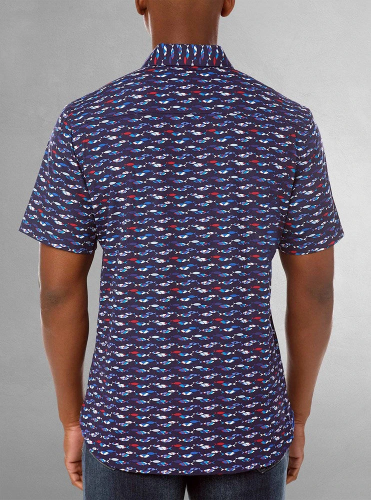 Chemise décontractée en stretch à manches courtes pour hommes