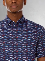 Chemise décontractée en stretch à manches courtes pour hommes