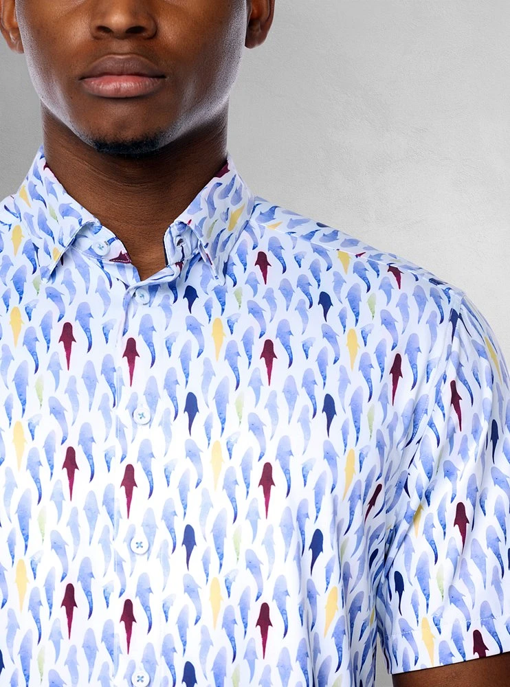 Men's casual short sleeve stretch shirt