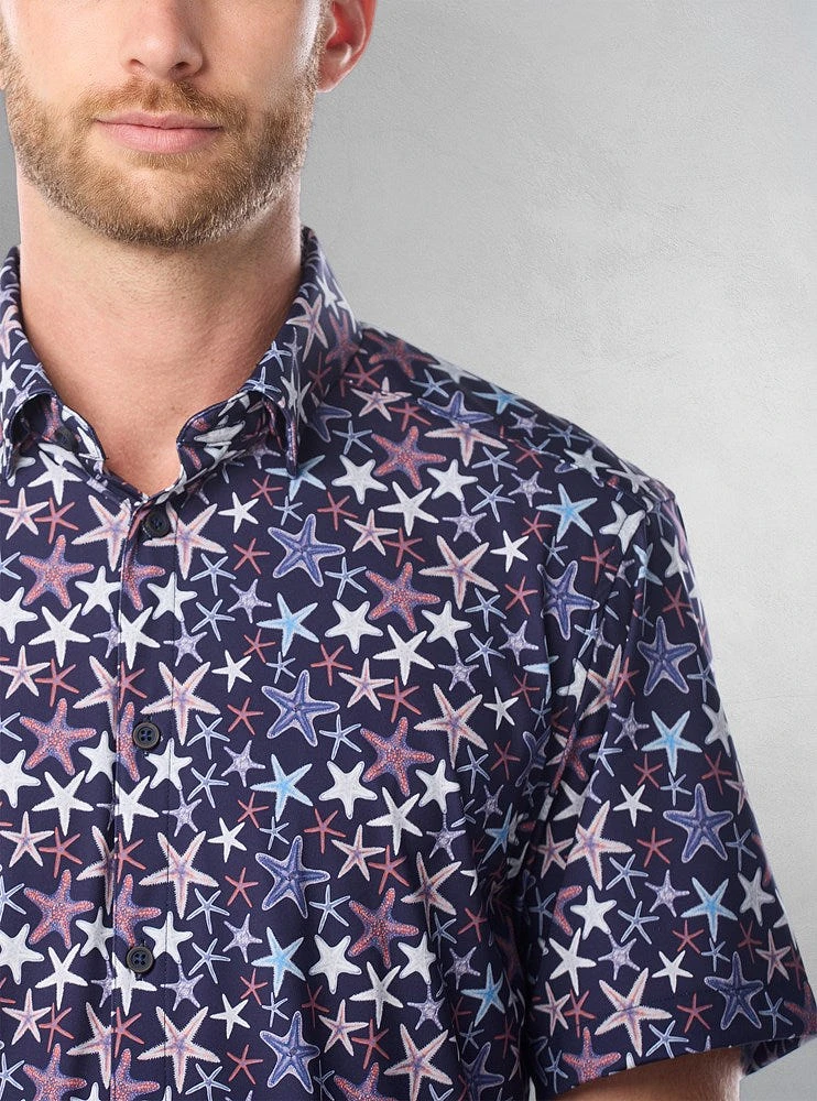 Men's casual short sleeve stretch shirt