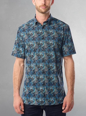 Chemise décontractée en stretch à manches courtes pour hommes